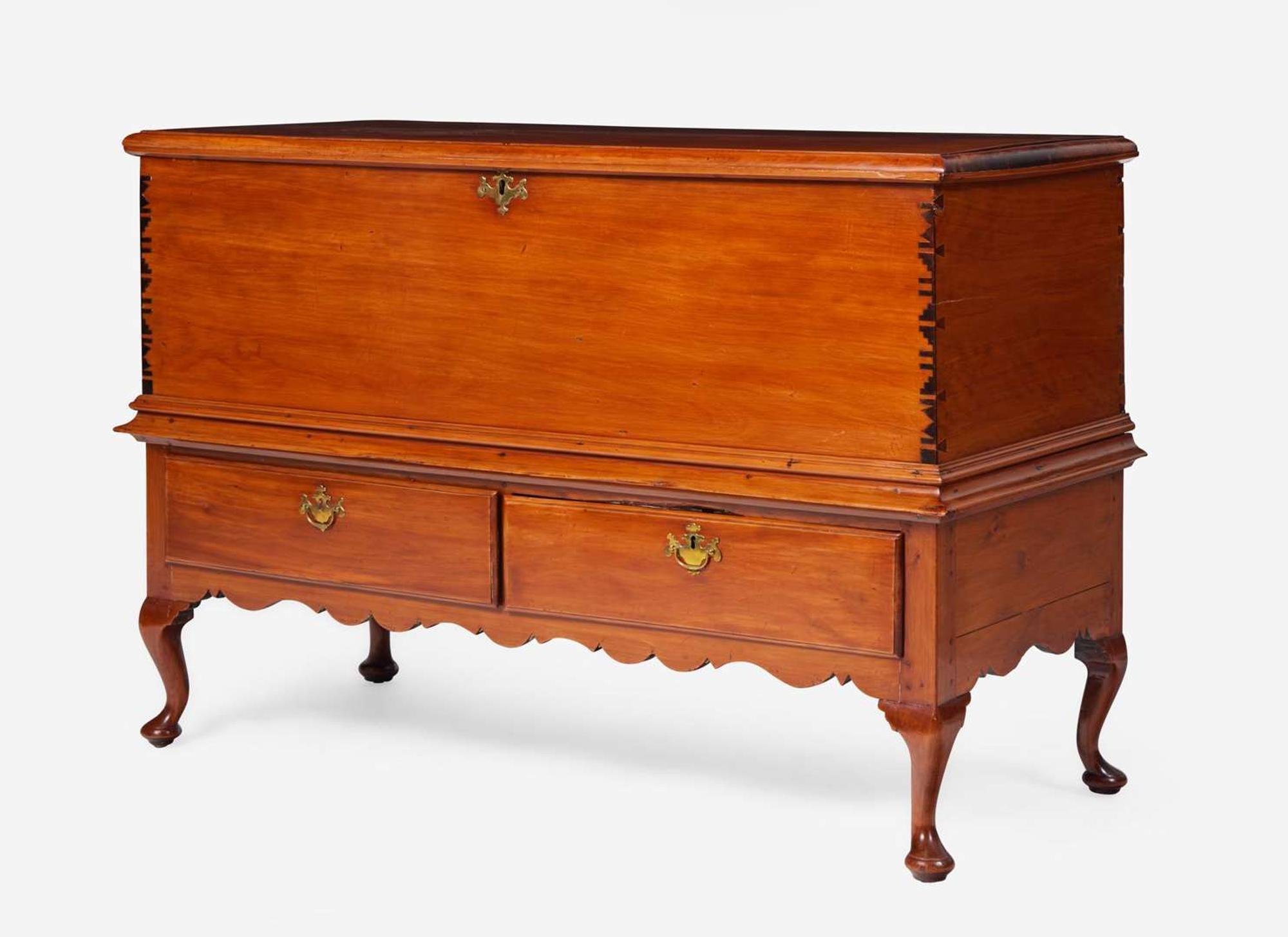 A Queen Anne cedar blanket chest-on-stand, Bermuda, 18th century