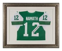 A Joe Namath Signed Autograph New York Jets Jersey Display (Beckett Authentication Services Letter),