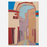 Françoise Gilot (French, b. 1921) Village Street with Blue Sky