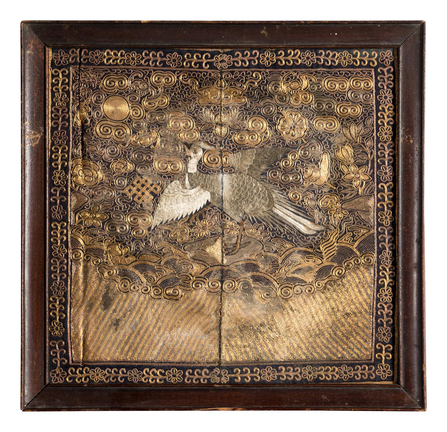 Two Embroidered Silk Rank Badges