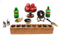 A Group of Decorative Articles Width of votive holder 20 1/2 inches.