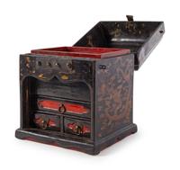 A Gilt Decorated Black Lacquer Seal Chest