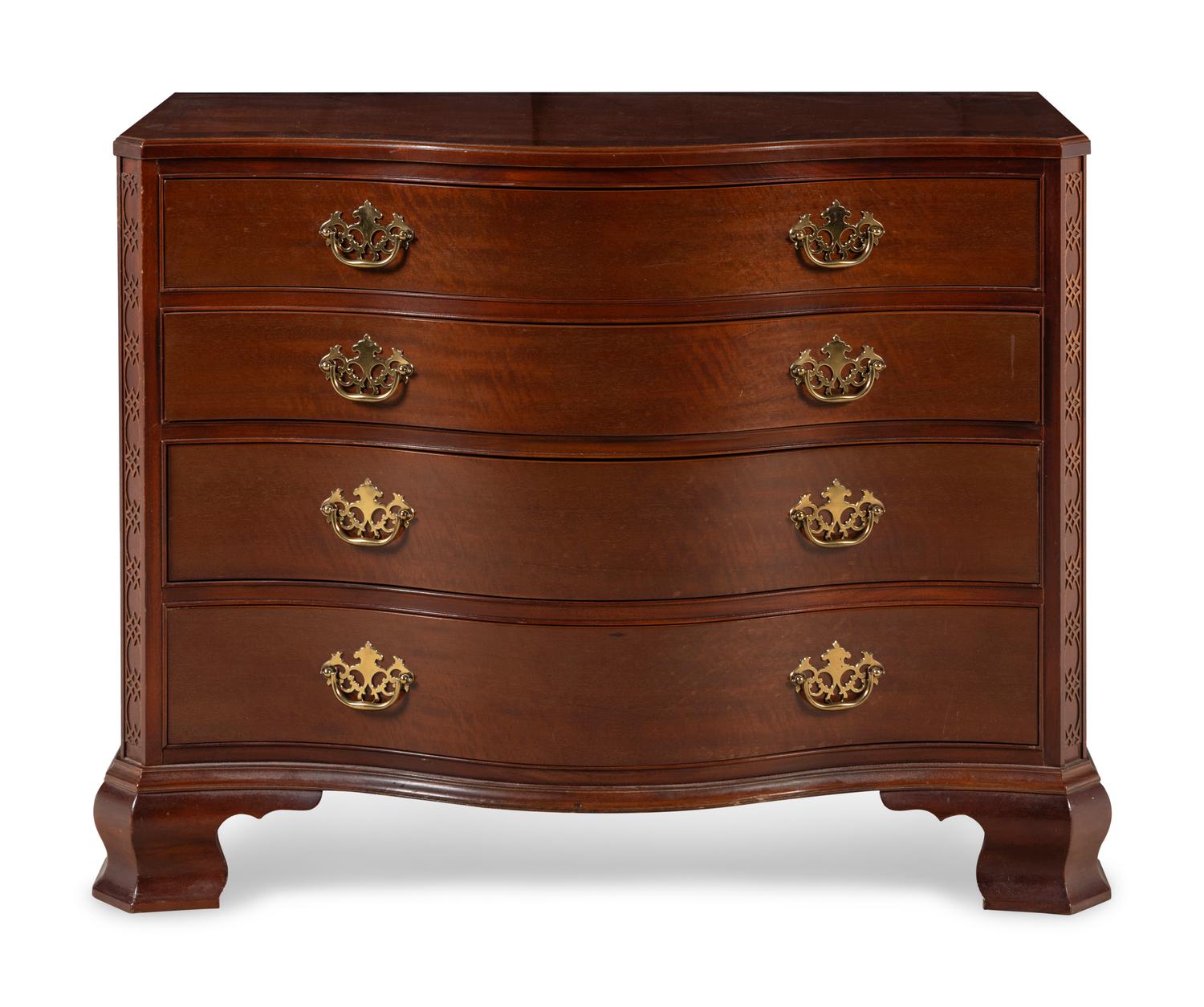 A Pair of George III Style Mahogany Serpentine-Front Chests of Drawers