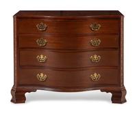 A Pair of George III Style Mahogany Serpentine-Front Chests of Drawers