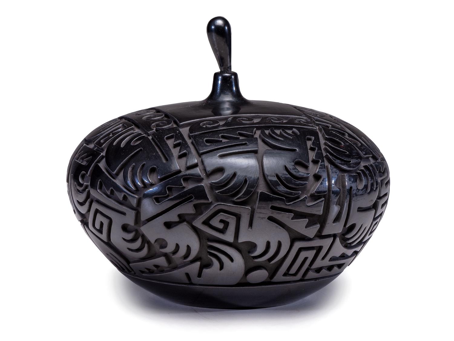 Carved Blackware Pottery Jar