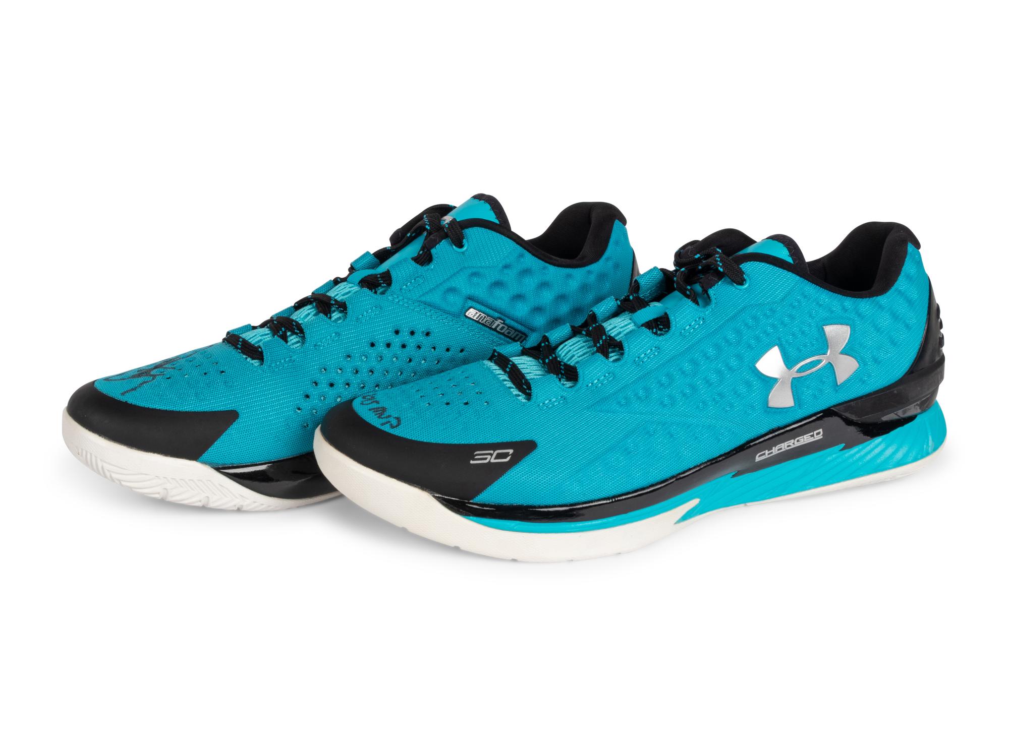 A Pair of Stephen Curry Signed Autograph Under Armour Basketball Shoes (Stephen Curry Authenticated),