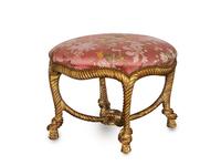 A Napoleon III Style Giltwood Rope-Form Tabouret