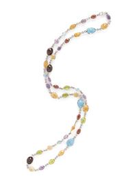 MULTIGEM AND STERLING SILVER STATION NECKLACE