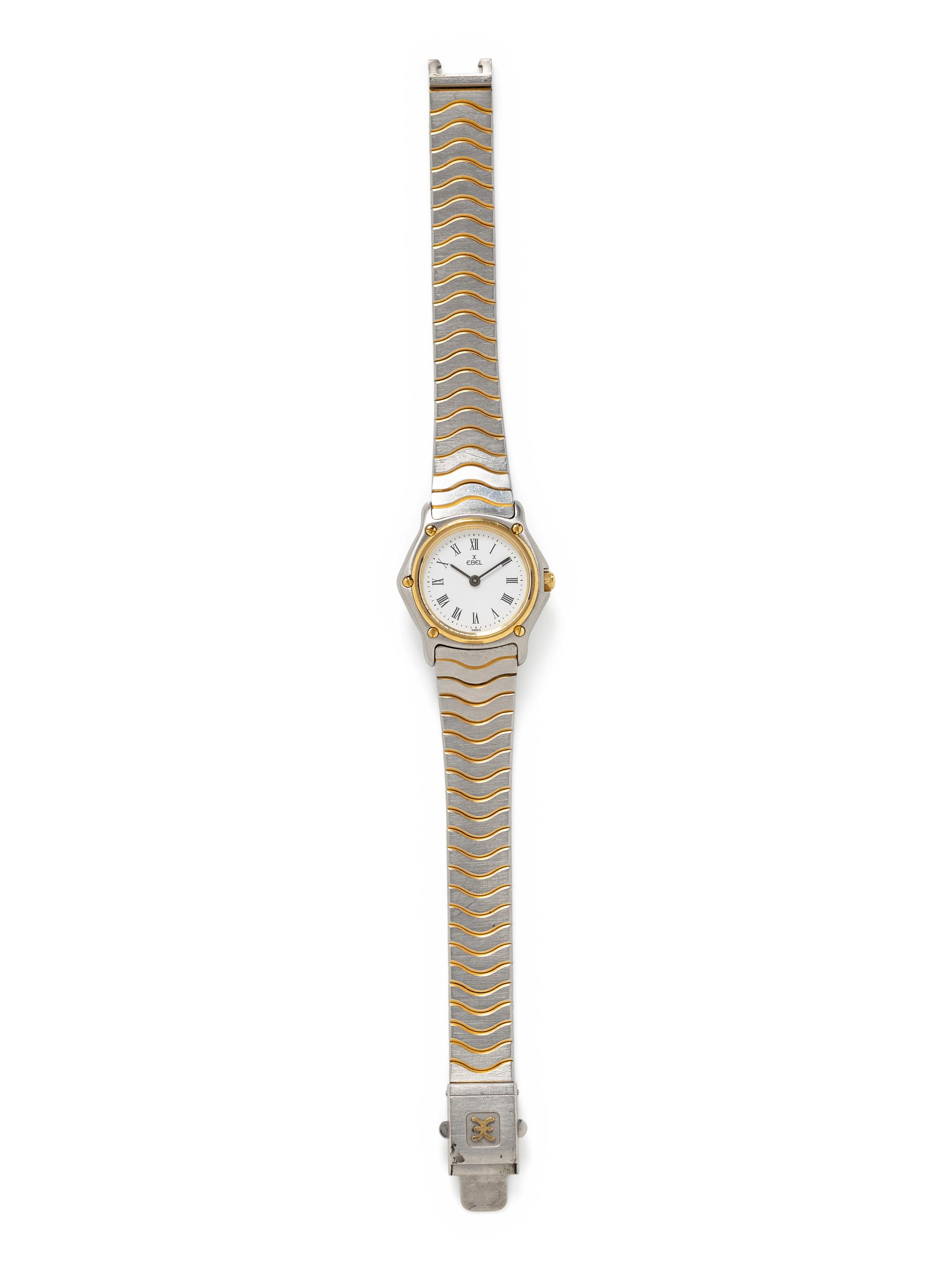 EBEL, REF. 166901 CLASSIC WAVE STAINLESS STEEL AND 18K GOLD WATCH