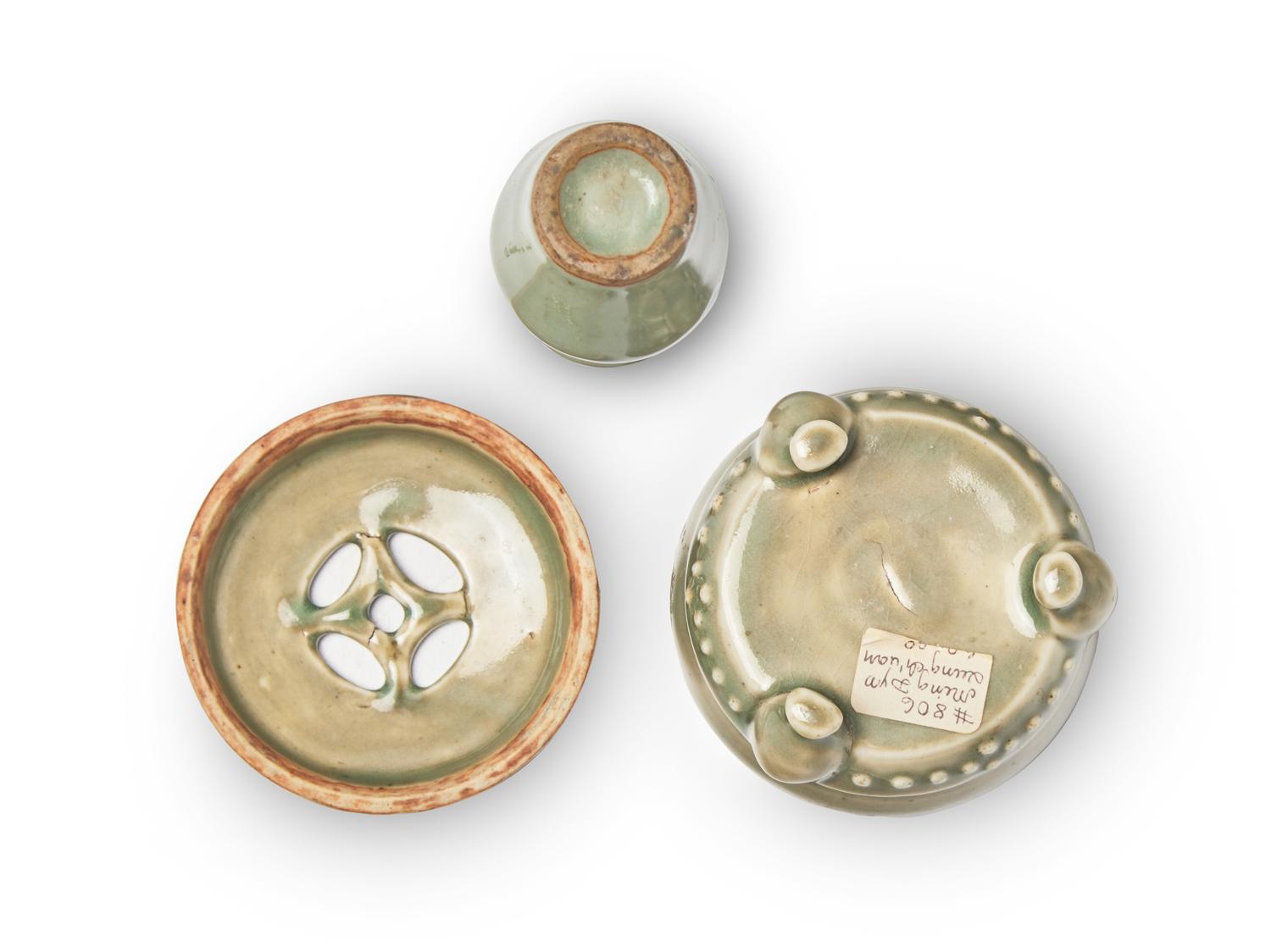 Two Chinese Celadon Glazed Articles