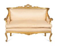 A Victorian Louis XV Style Giltwood Three-Piece Parlor Suite