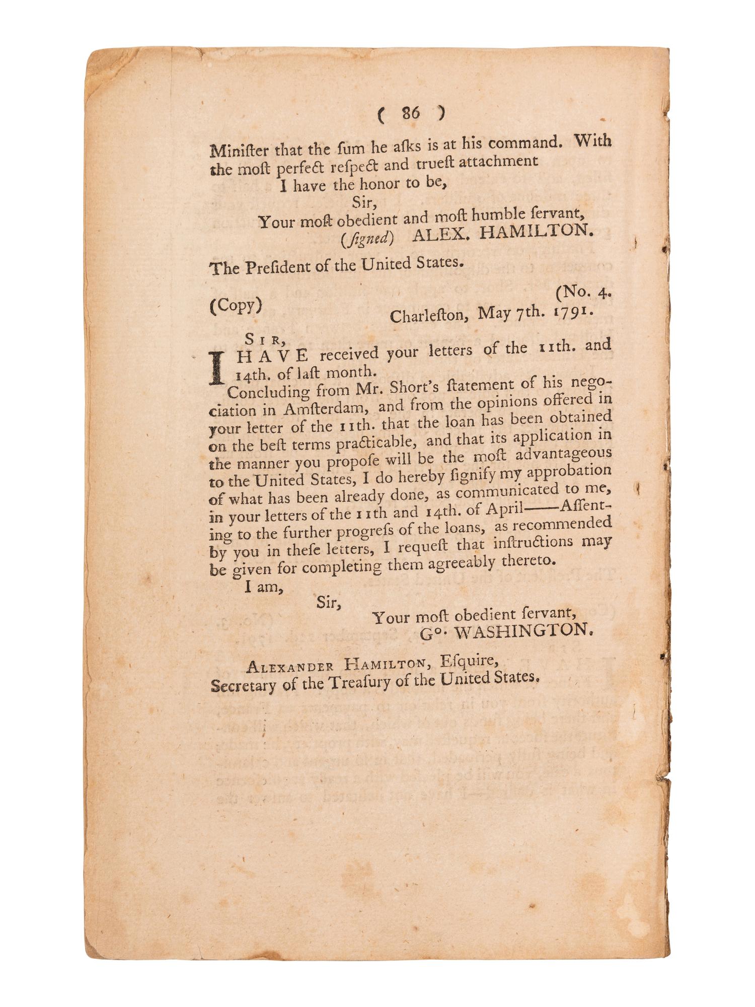 [HAMILTON, Alexander]. Report of the Committee Appointed to Examine into the State of the Treasury Department Made to the House of Representatives of the United States on the 22d Day of May, 1794 . Philadelphia: Printed by Francis Childs and John Swaine, 1794.