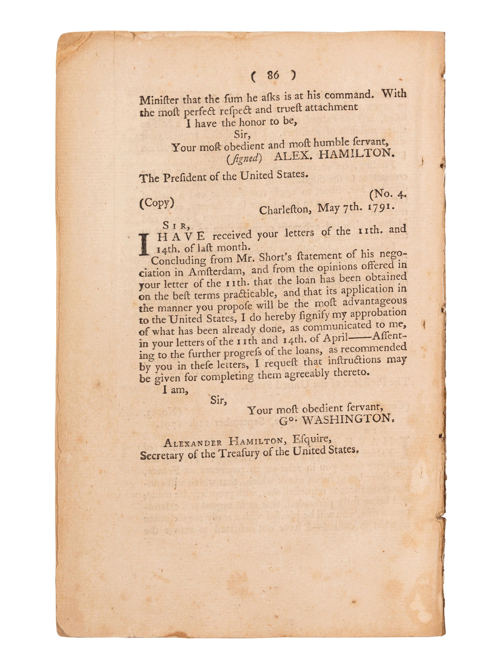 [HAMILTON, Alexander]. Report of the Committee Appointed to Examine into the State of the Treasury Department Made to the House of Representatives of the United States on the 22d Day of May, 1794 . Philadelphia: Printed by Francis Childs and John Swaine, 1794.
