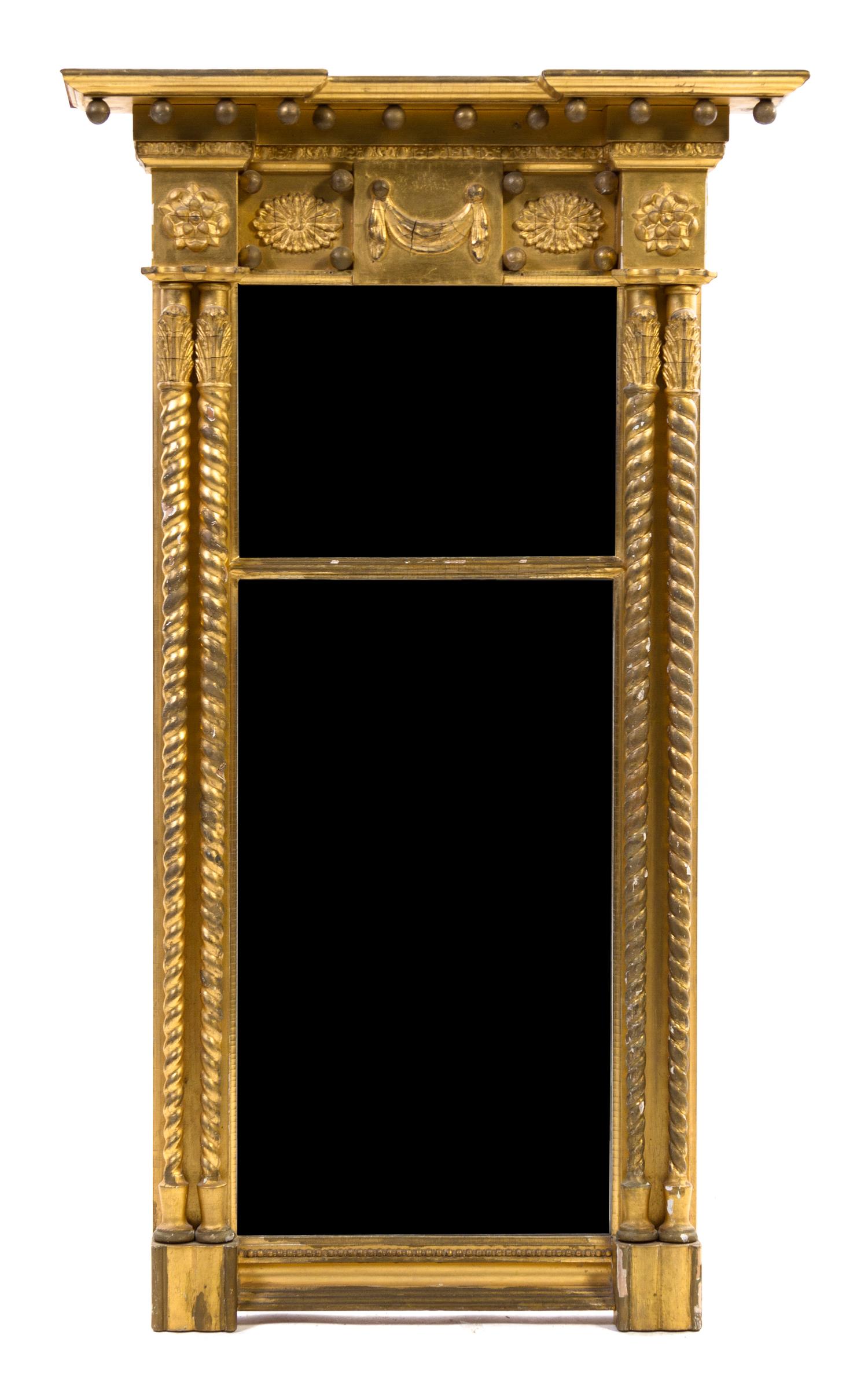 A Victorian Giltwood Pier Mirror, Height 44 x width 25 1/2 inches.
