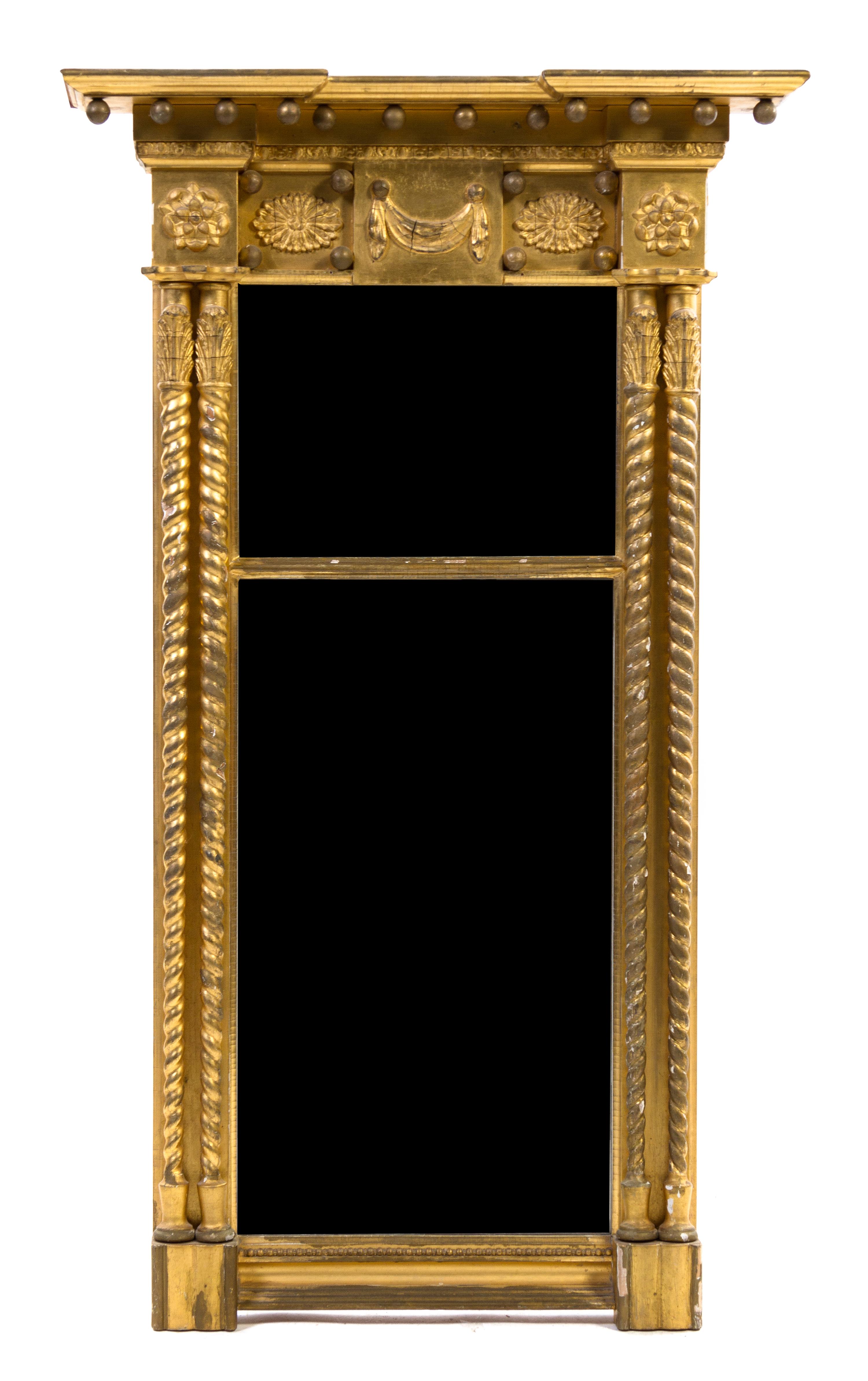 A Victorian Giltwood Pier Mirror, Height 44 x width 25 1/2 inches.