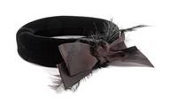 Yves Saint Lauren Black Hat with Bow and Feathers, 1970-80s
