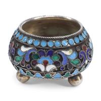 A Set of Six Russian Silver and Enamel Salts