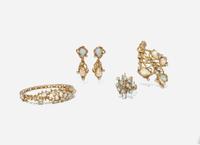 A Collection of 14K Yellow Gold, Opal, and Diamond Jewelry