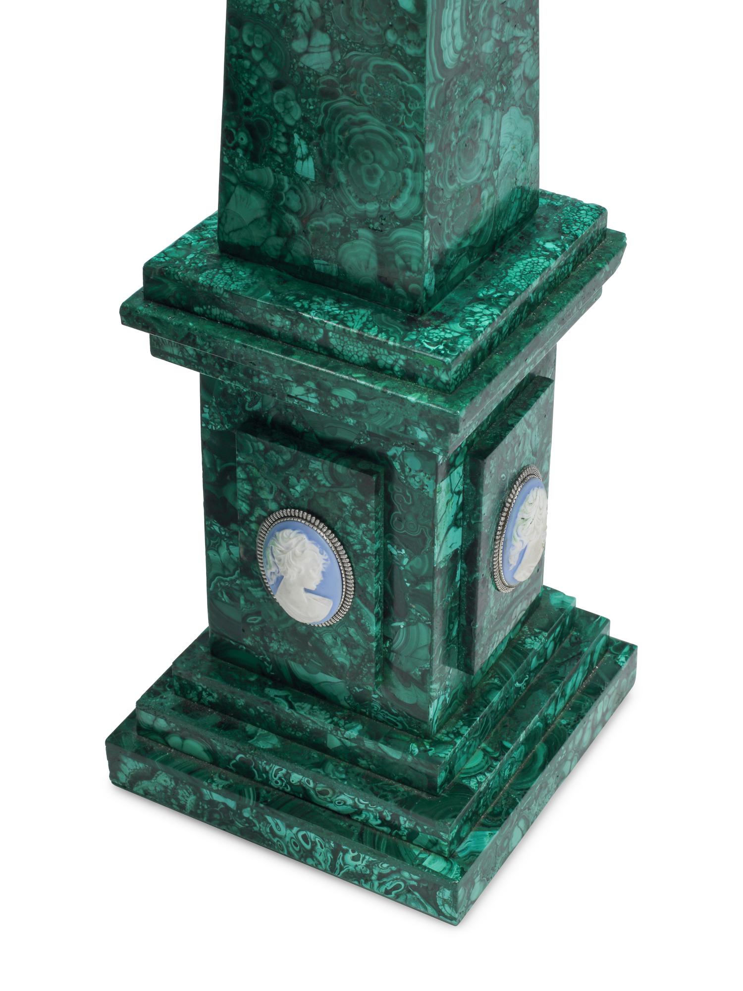 A Pair of Large Malachite Obelisks