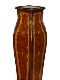 A Pair of Louis XV Style Gilt-Metal Mounted Marquetry Pedestals
