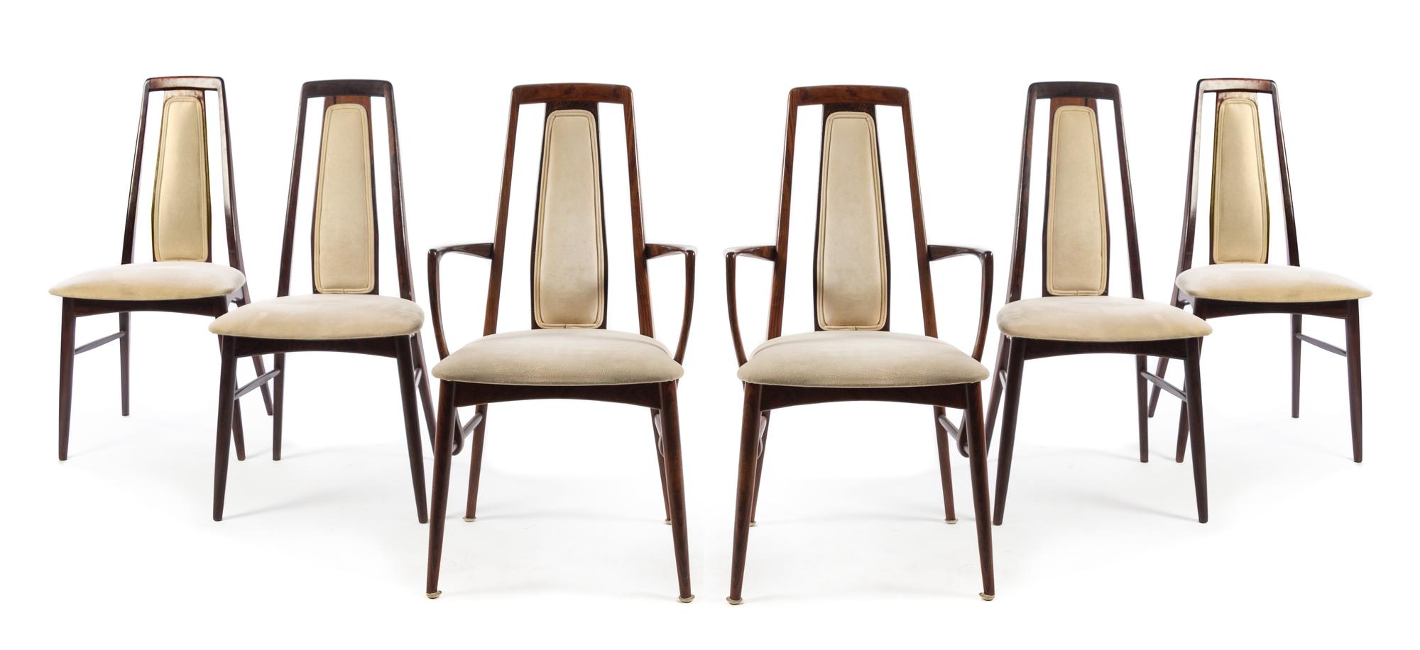 Niels Koefoed, KOEFOEDS HORNSLET, CIRCA 1970s, a set of six dining chairs, comprising two armchairs and four side chairs