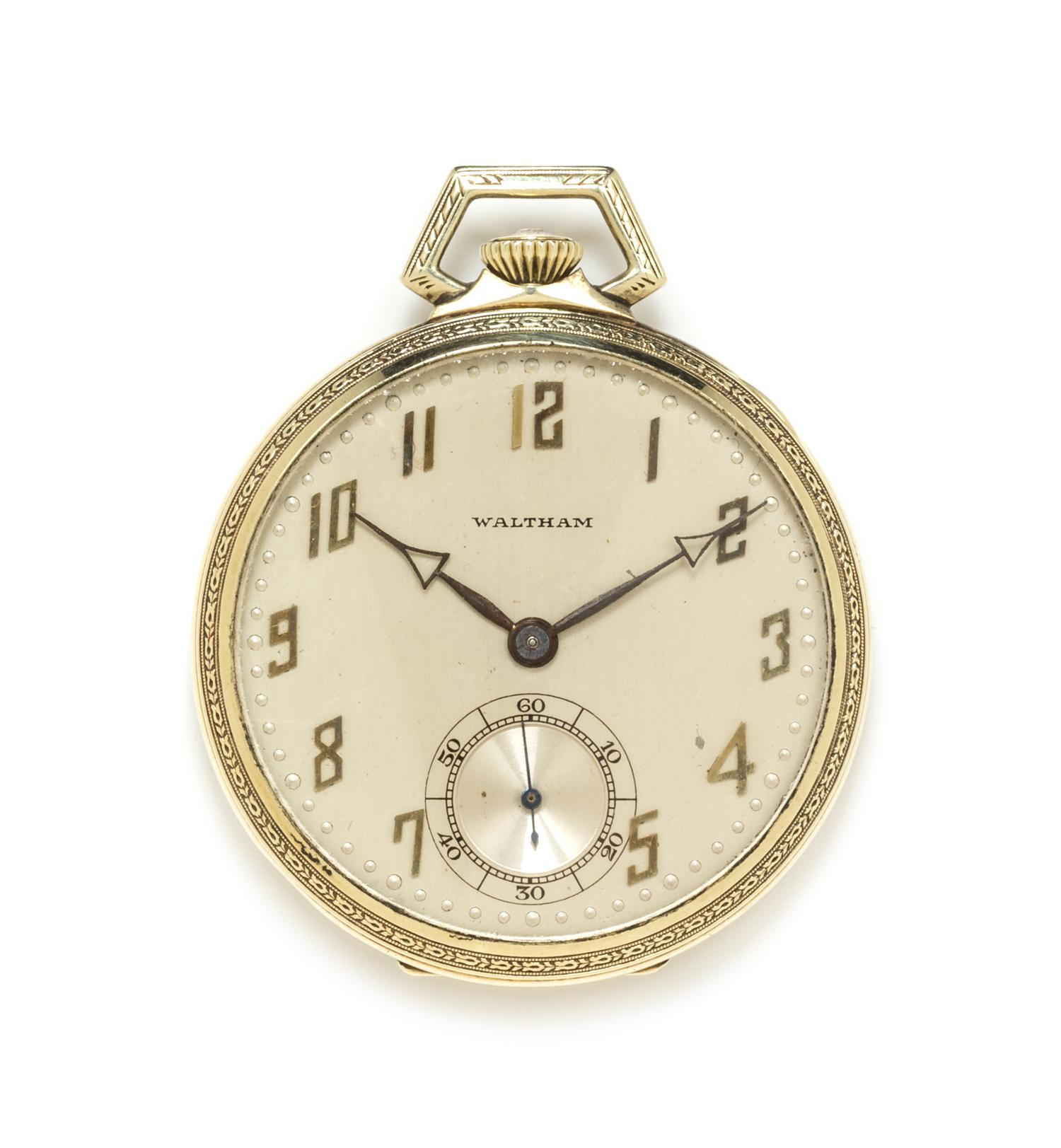 A 14 Karat Yellow Gold 'Riverside' Open Face Pocket Watch, Waltham, Circa 1923, 38.30 dwts.
