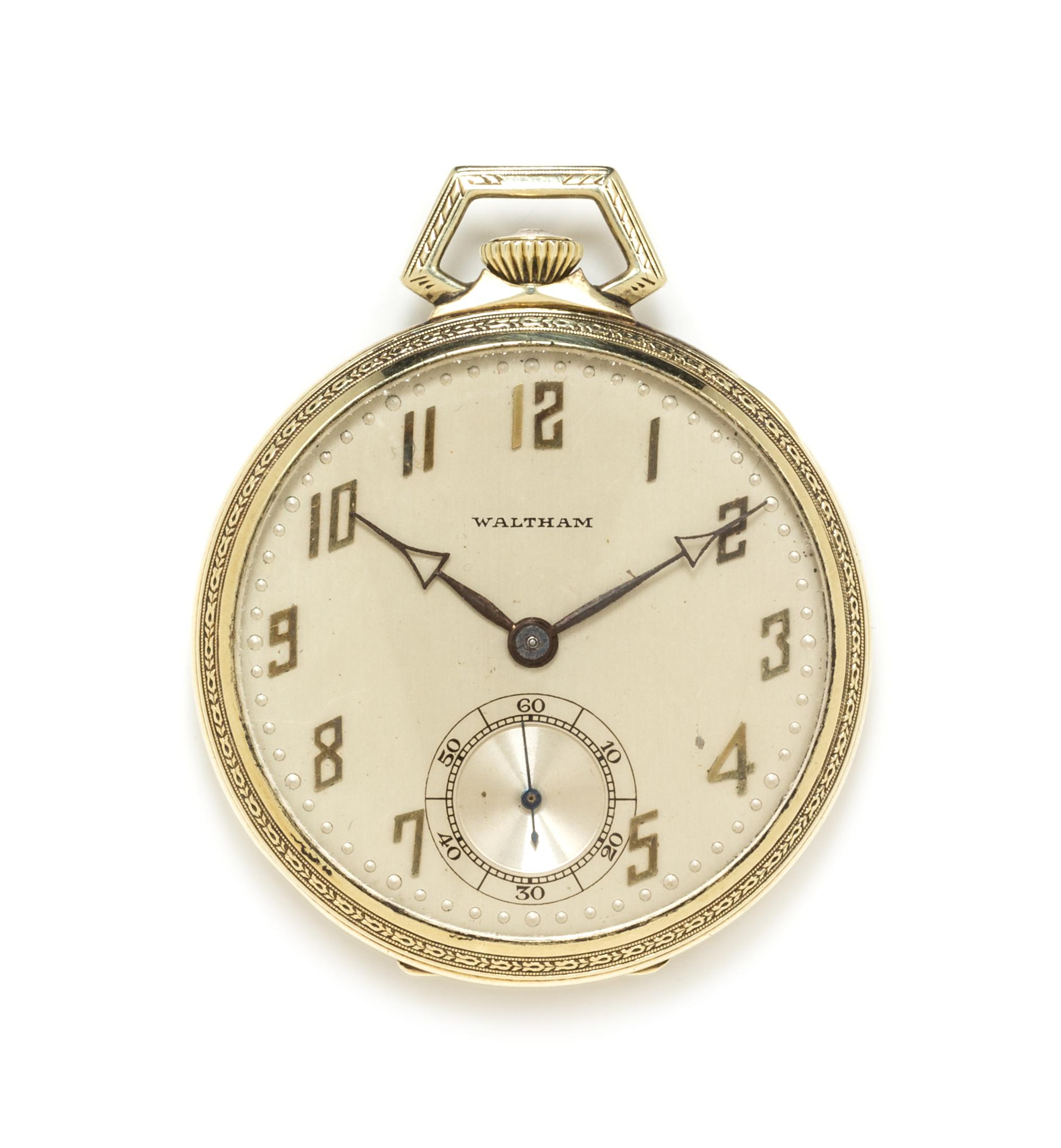 A 14 Karat Yellow Gold 'Riverside' Open Face Pocket Watch, Waltham, Circa 1923, 38.30 dwts.