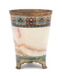 A Champlevé Mounted Onyx Jardinière