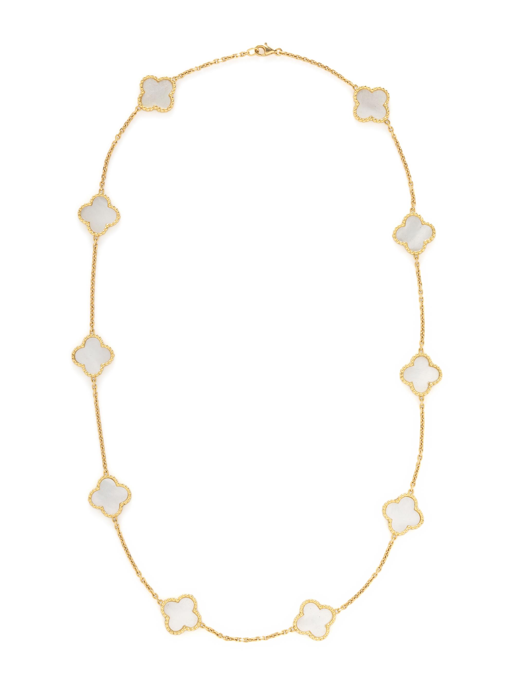 YELLOW GOLD AND MOTHER-OF-PEARL NECKLACE