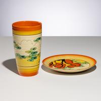 Clarice Cliff (English, 1899–1972) — Orange Erin pattern, Two Items