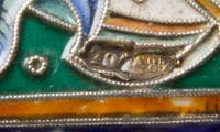 A Russian Enameled Silver Box, Mark of 20th Artel, Moscow, early 20th century, the case decorated with polychrome flowers and leaves an