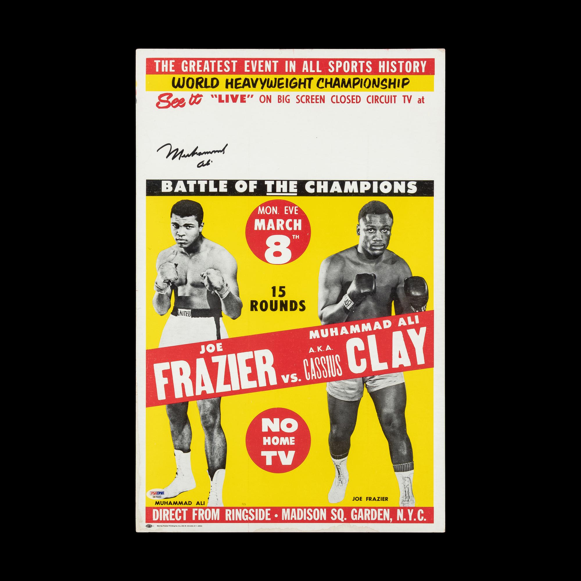 A Muhammad Ali vs Joe Frazier March 8, 1971 Signed Autograph Poster (PSA)