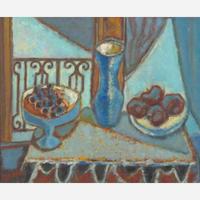 Nikolai Alexandrovich Isaev (Ukrainian, 1891-1977) Still Life with Plate of Fruit, Vase and Compote