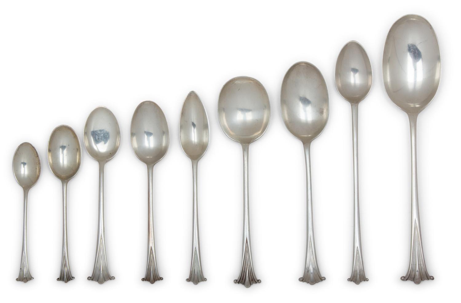 An English Silver Flatware Service, Various Makers, Wallace Sterling Company and CJ Vander Onslow pattern, comprising: 12 steak knives
