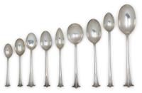 An English Silver Flatware Service, Various Makers, Wallace Sterling Company and CJ Vander Onslow pattern, comprising: 12 steak knives