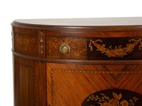 An English Fruitwood and Mahogany Marquetry Demilune Cabinet