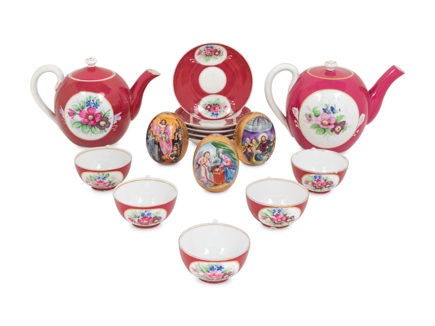 A Russian Porcelain Tea and Coffee Service for Five
