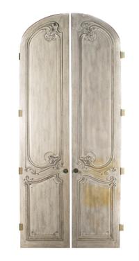 A Pair of French Rococo Style Doors, Height 123 x width 27 inches each.