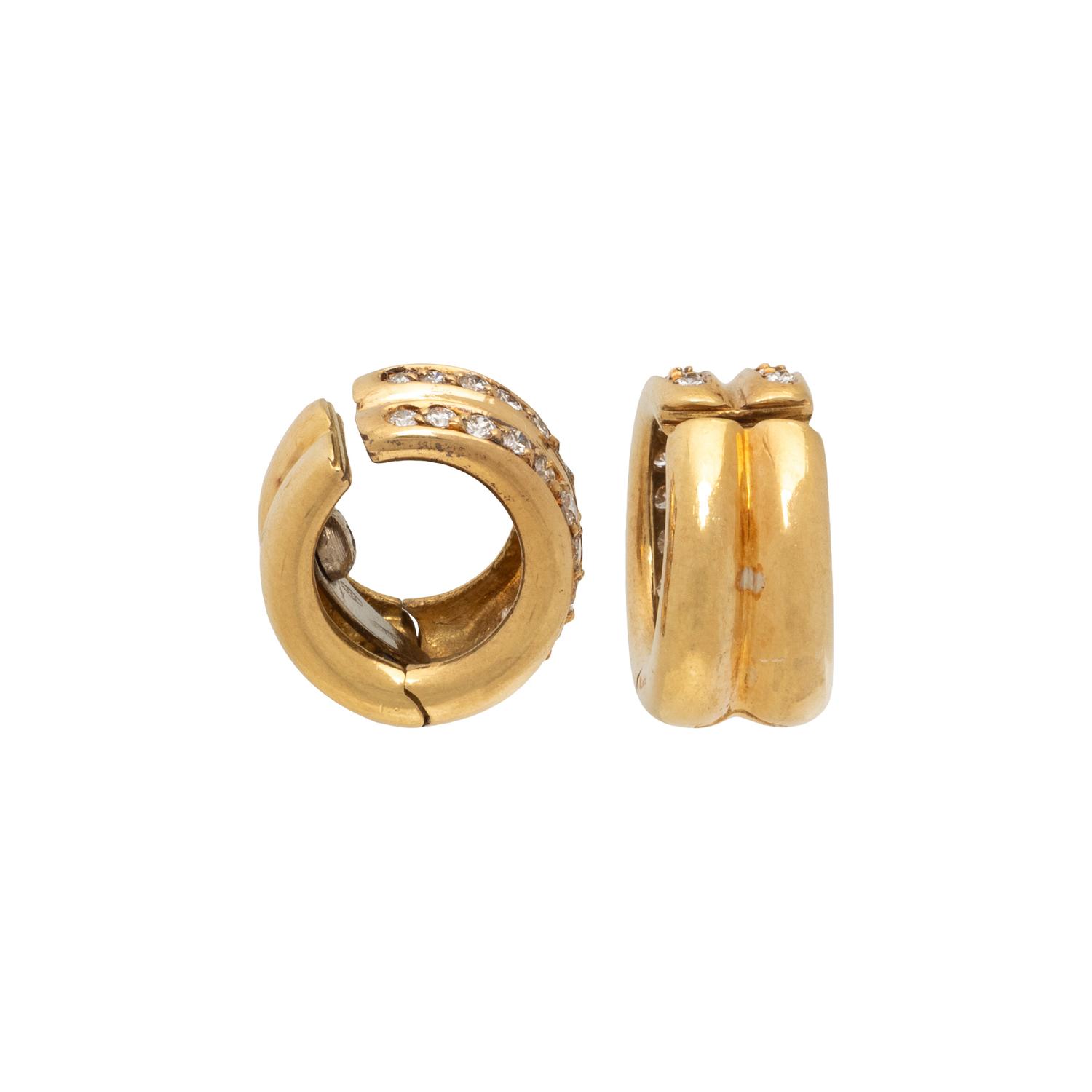 YELLOW GOLD AND DIAMOND HOOP EARRINGS
