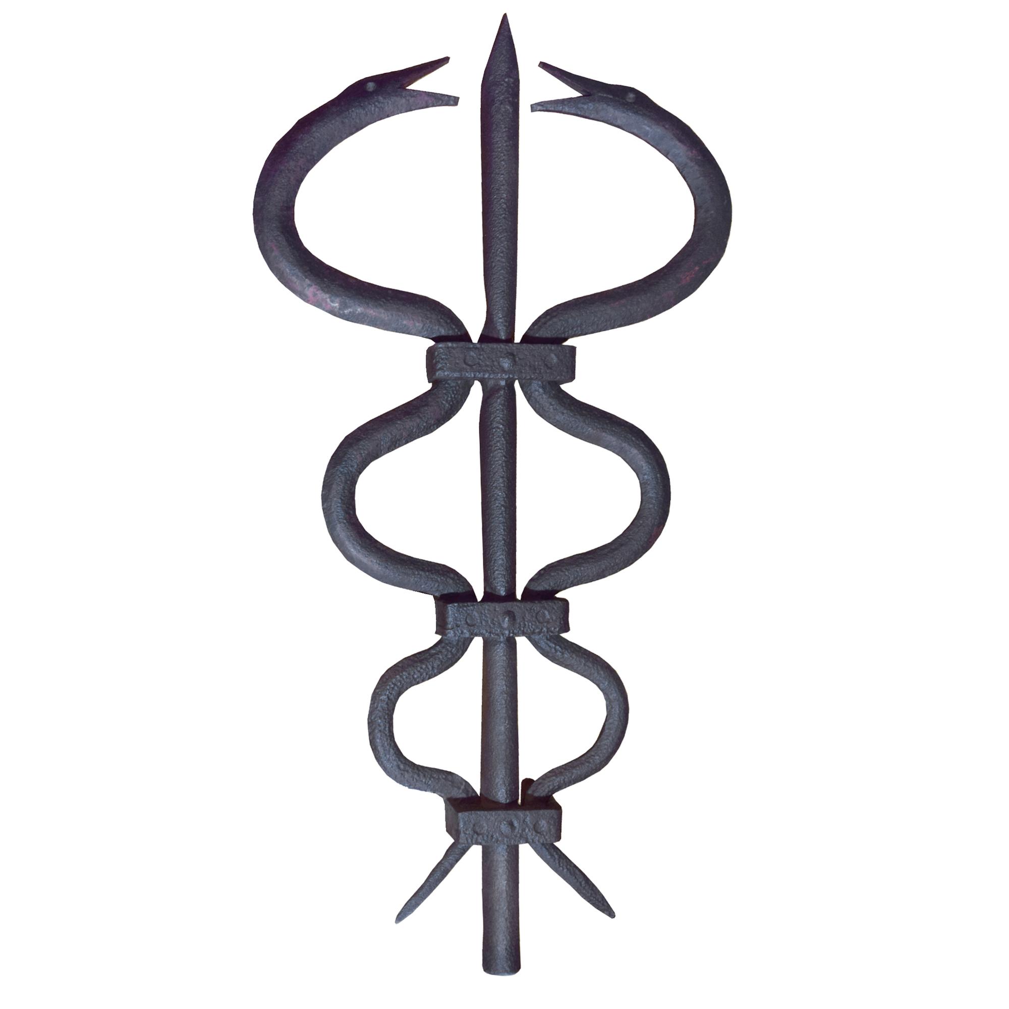 A Wrought Iron Caduceus 23.5" W x 4" D x 43" H — Sweden, 19th Century