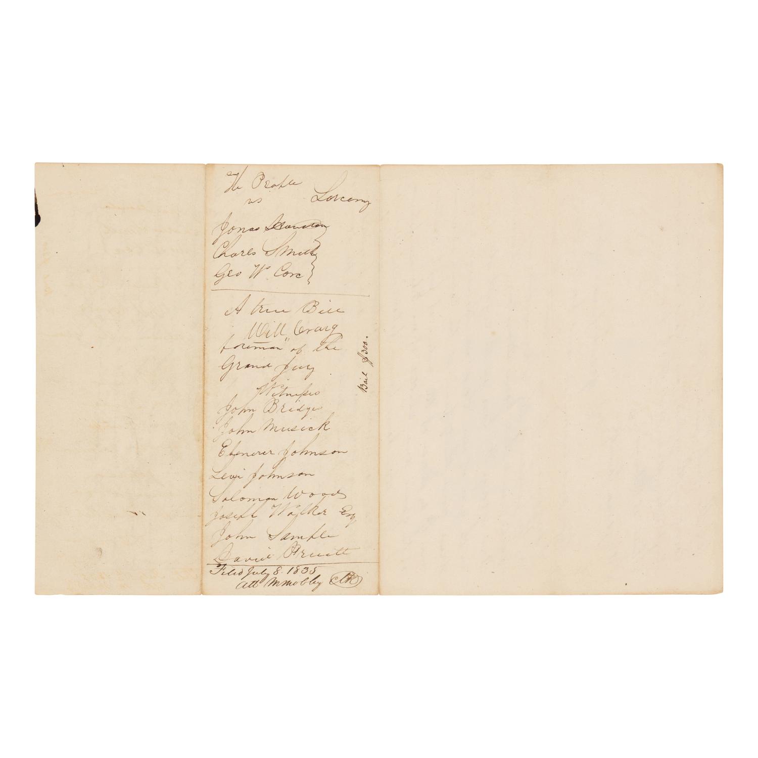 DOUGLAS, Stephen Arnold (1813-1861). A group of 14 documents and letters relating to Douglas's legal and political career, ca 1834-1857, comprising: