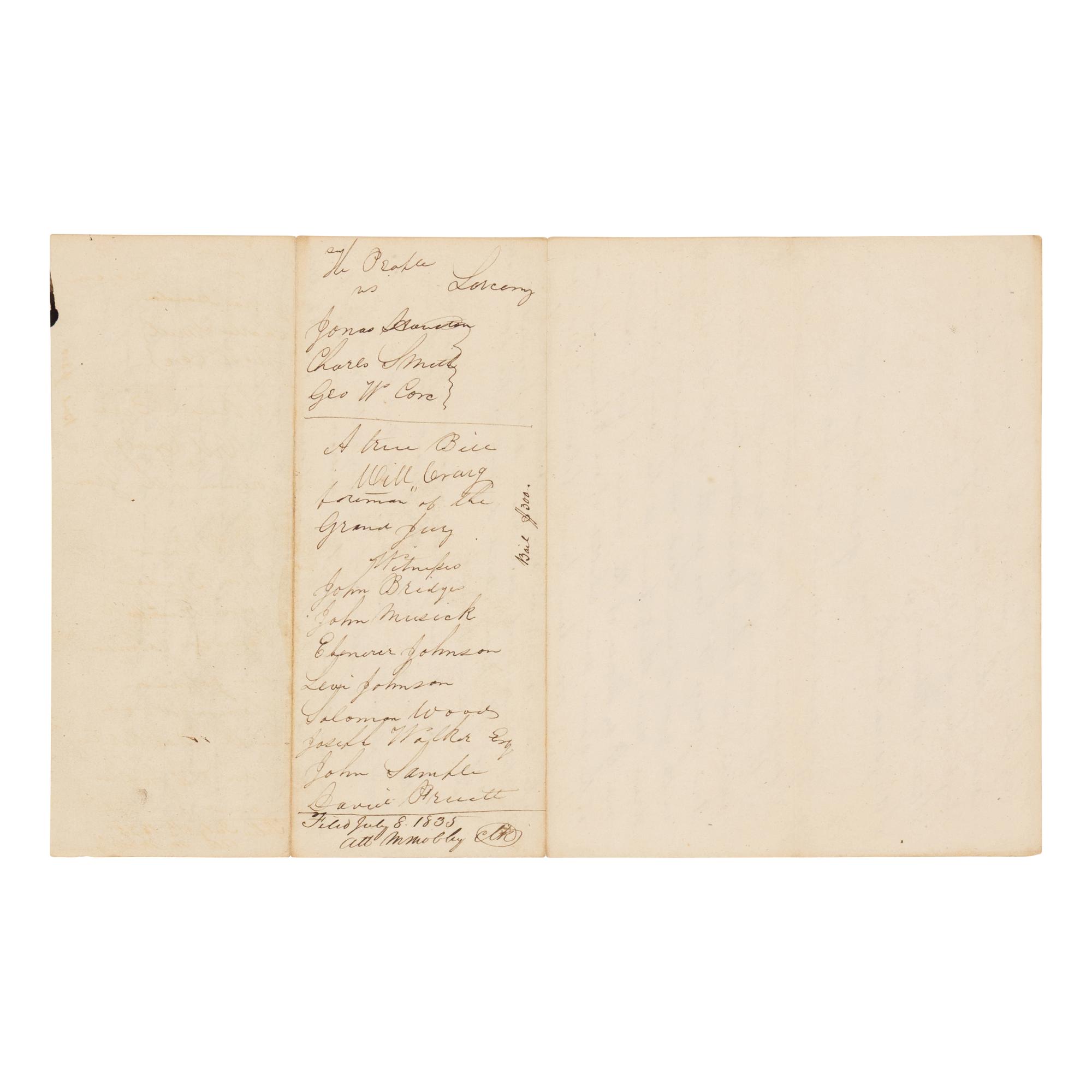 DOUGLAS, Stephen Arnold (1813-1861). A group of 14 documents and letters relating to Douglas's legal and political career, ca 1834-1857, comprising: