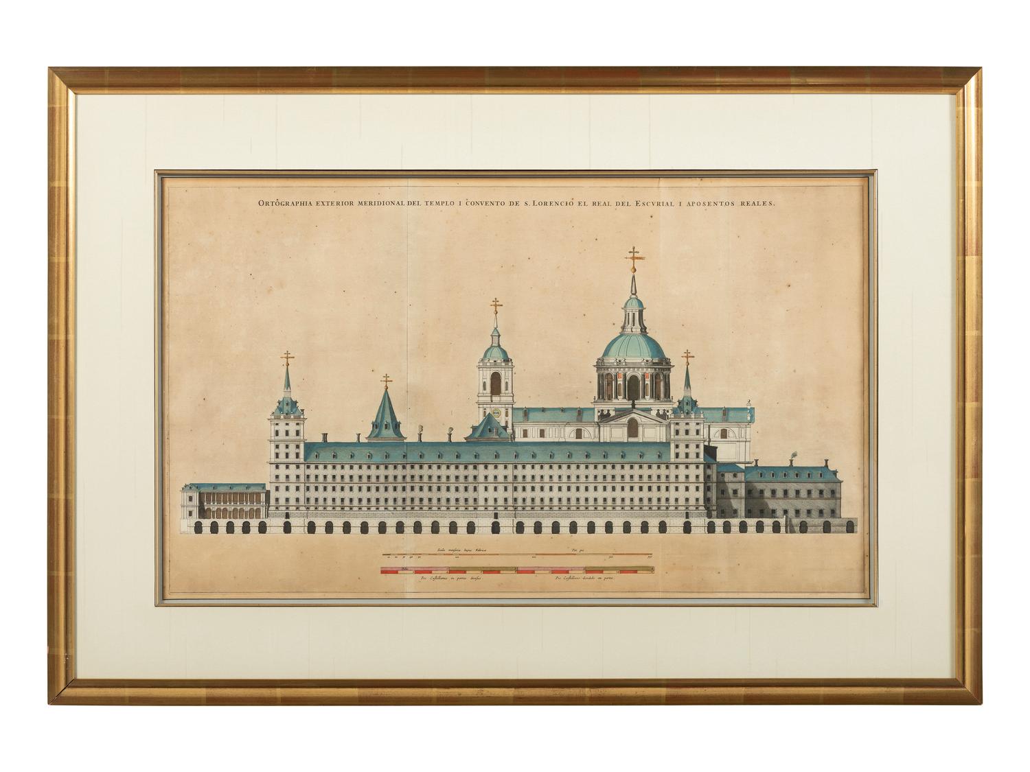 Six Hand-Colored Architectural Engravings