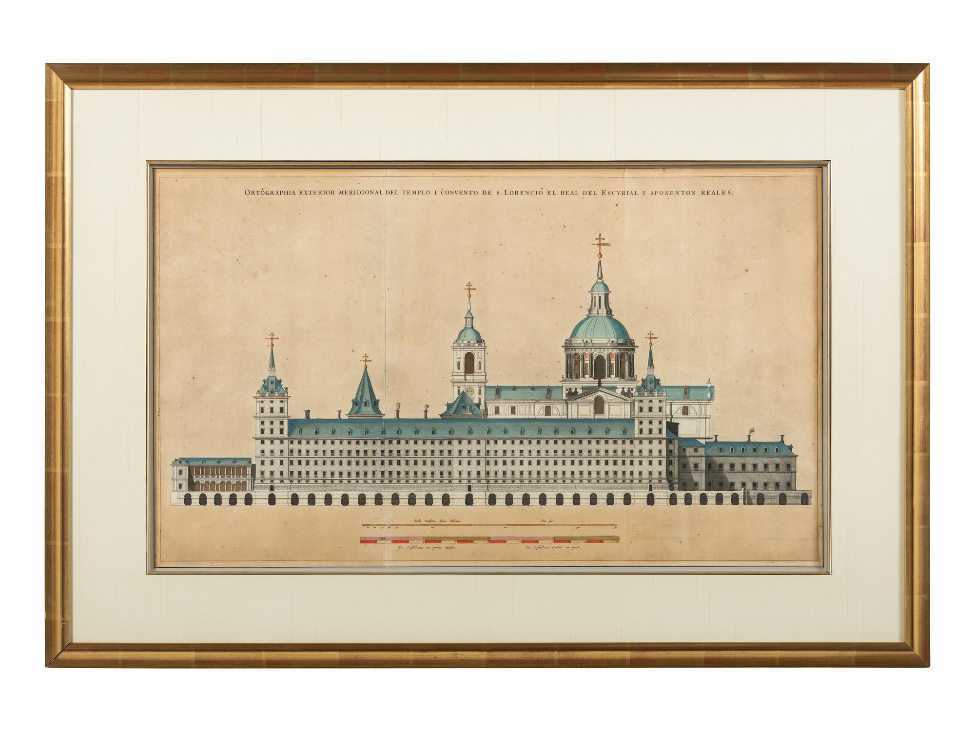 Six Hand-Colored Architectural Engravings