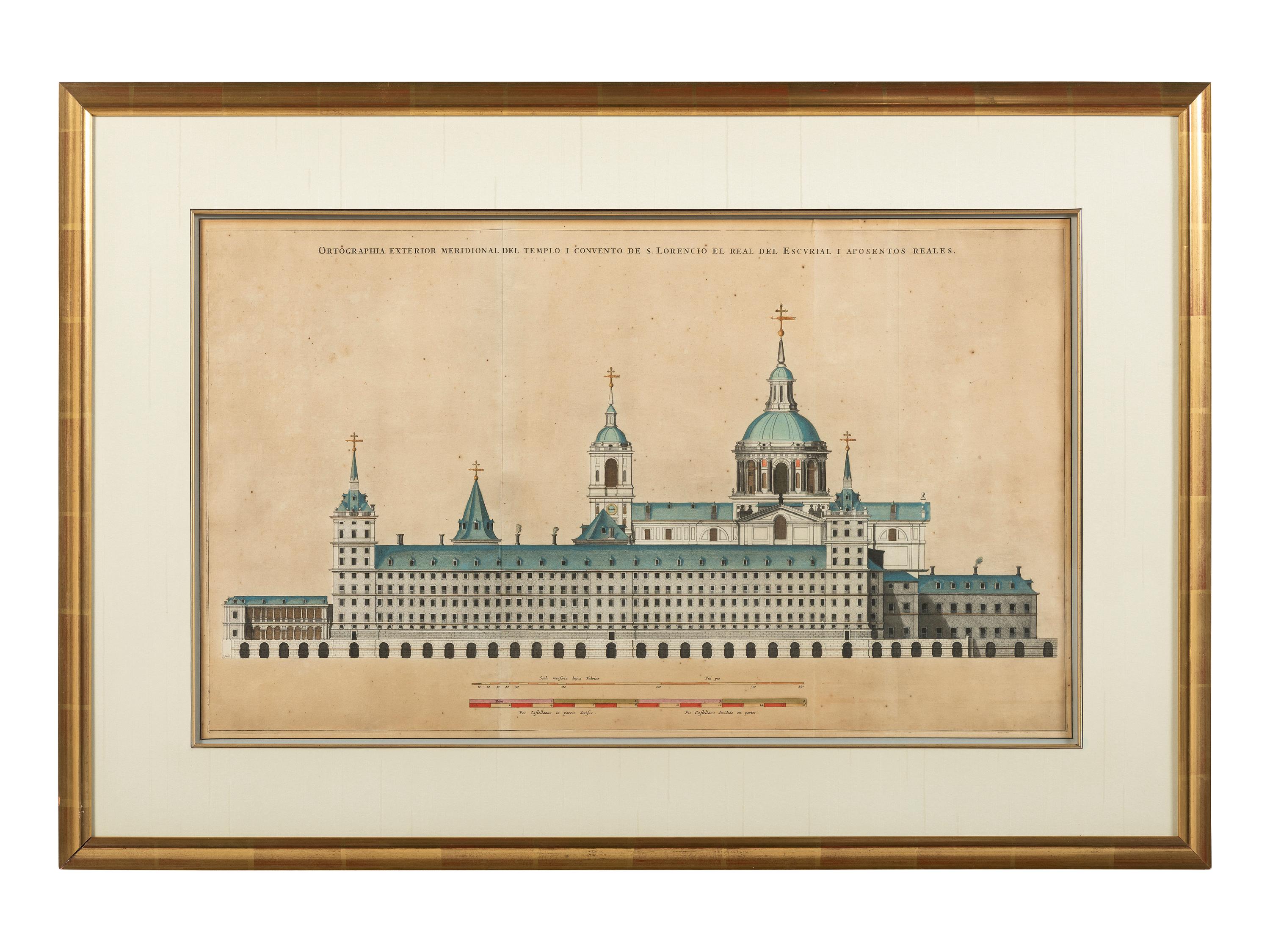 Six Hand-Colored Architectural Engravings