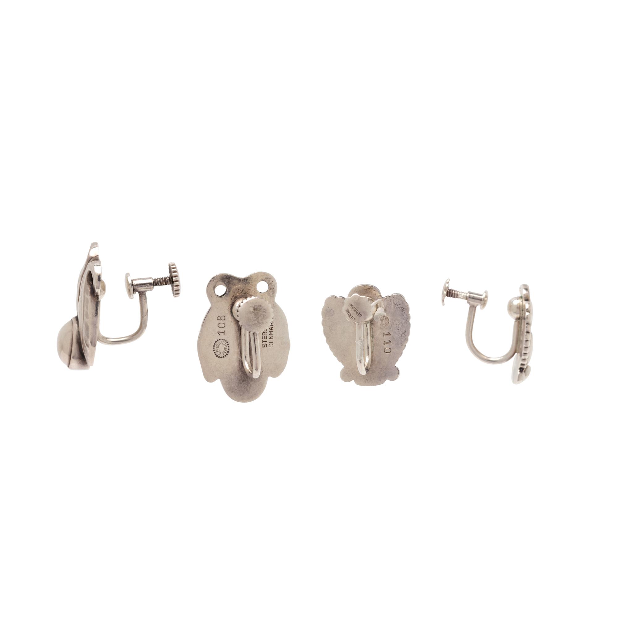 GEORG JENSEN, COLLECTION OF STERLING SILVER EARCLIPS