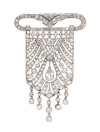 A Platinum Topped Gold and Diamond Brooch, Circa 1930, 13.10 dwts.