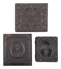 [EARLY PHOTOGRAPHY]. A group of 10 Union cases highlighted by half plate Washington Monument case and ninth plate glass window case.