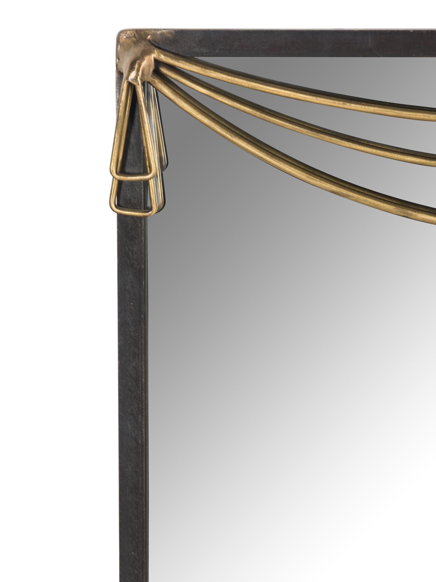 A Contemporary Patinated Metal Mirror