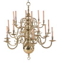 A Dutch Baroque Style Brass Eighteen-Light Chandelier